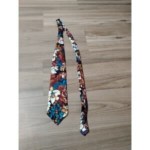 L'atelier Mens Tie Floral 100% Italian Silk Made In Usa